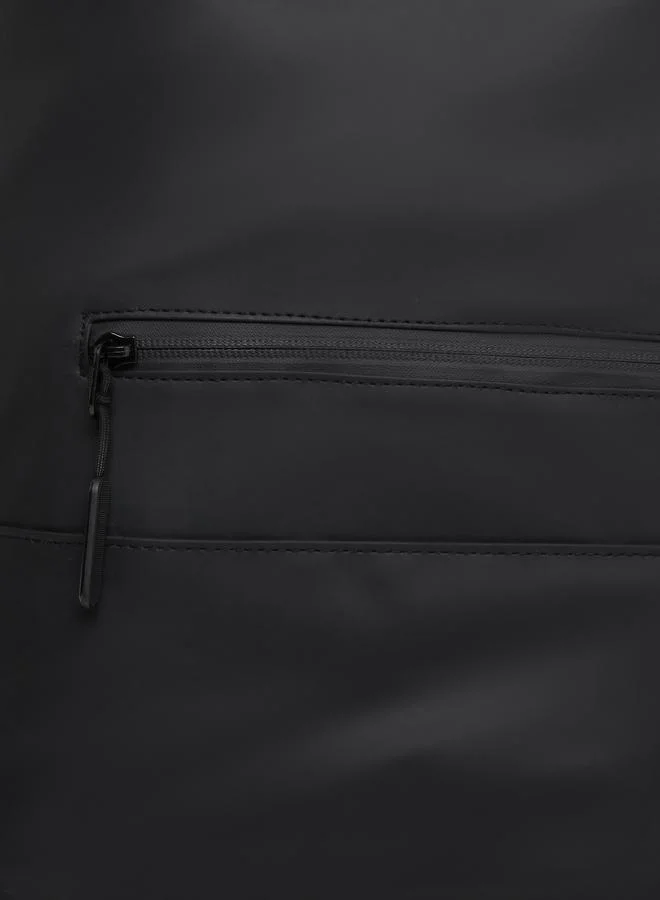 Styli Styli Black Roll-Top Backpack with Buckle Detail
