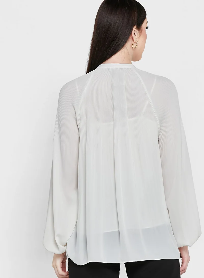 Lauren Ralph Lauren Button Detail Puff Sleeve Top