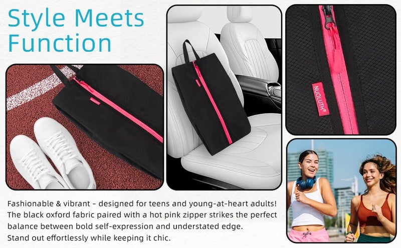 NUOLUTH Smell Proof Shoe Bags for Travel Sports Odor Resistant Waterproof Storage for Gym cyclingSoccer GolfShoe Bags Fits Girls Durable Zipper Closure - Image 3