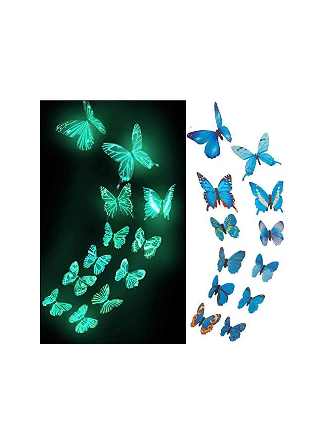 Zaboon in The Dark 3D Butterfly Stickers for Ceiling or Wall Decor, Adhesive 12pcs Butterflies for Kids Bedroom Nursery Living Room,Luminous Create a Realistic Butterflyry Home Garden - Image 1