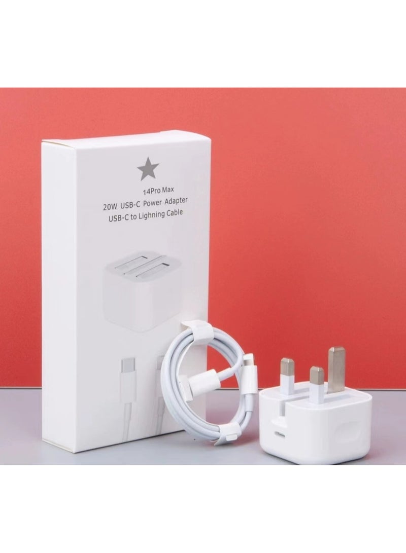 20W USB-C 3-pin power adapter with data cable, white  - Image 3