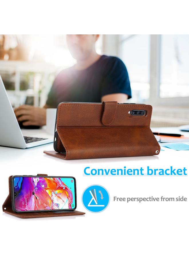 اس-توب جراب لهاتف Samsung Galaxy A70 من جلد العجل 2 في 1، غطاء خلفي مغناطيسي قابل للفصل، جراب جلدي أفقي قابل للطي مع حامل وفتحات للبطاقات ومحفظة وإطار للصور - Image 5