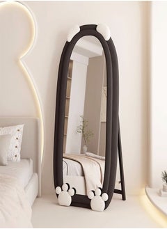 Modern Rabbit Design Full Length Mirror Standing Hanging or Leaning Against Wall Large Bedroom Floor Mirror Dressing Mirror Wall-Mounted Mirror Wood Frame Wavy Mirror Round Corner 60x160 cm