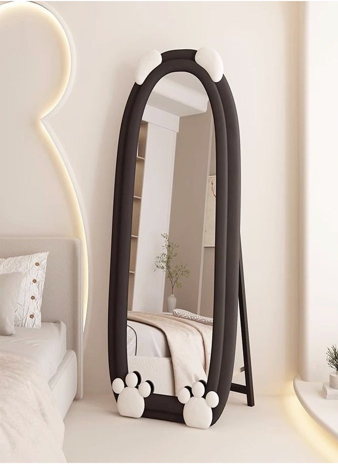fashionhome Modern Rabbit Design Full Length Mirror Standing Hanging or Leaning Against Wall Large Bedroom Floor Mirror Dressing Mirror Wall-Mounted Mirror Wood Frame Wavy Mirror Round Corner 60x160 cm  - Image 1