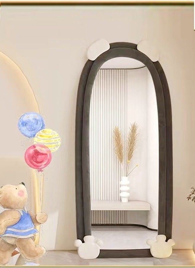 fashionhome Modern Rabbit Design Full Length Mirror Standing Hanging or Leaning Against Wall Large Bedroom Floor Mirror Dressing Mirror Wall-Mounted Mirror Wood Frame Wavy Mirror Round Corner 60x160 cm  - Image 4
