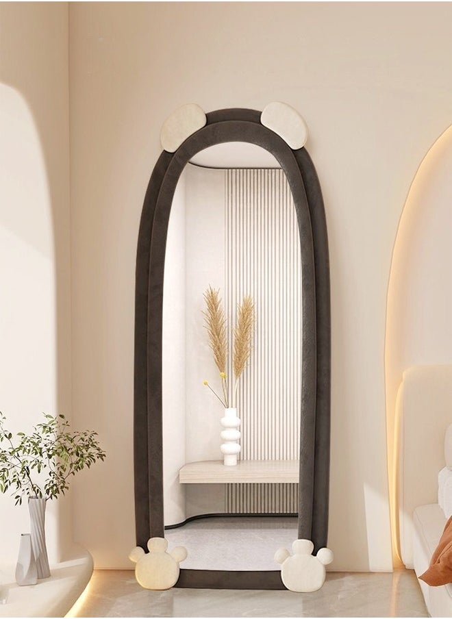 fashionhome - Modern Rabbit Design Full Length Mirror Standing Hanging or Leaning Against Wall Large Bedroom Floor Mirror Dressing Mirror Wall-Mounted Mirror Wood Frame Wavy Mirror Round Corner 60x160 cm - Image 1