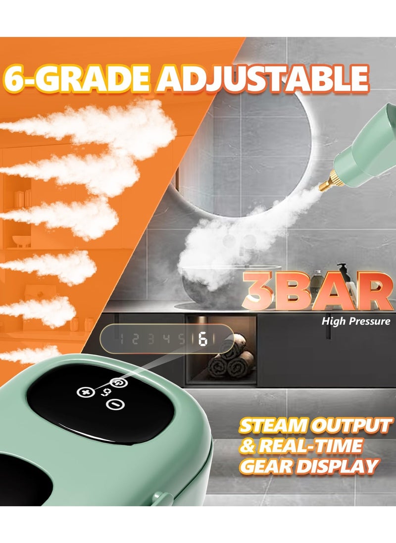 Joshberg Steam Cleaner Handheld, 2500W High Pressure Steamer for Cleaning, Multi-Purpose Steamer for Home Use with 1.1L Water Tank, Car Steamer, Portable steamer for Kitchen, Furniture, Grout, Tile (Green)  - Image 3