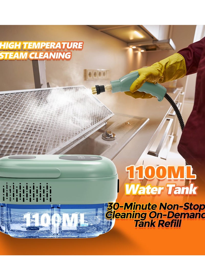 Joshberg Steam Cleaner Handheld, 2500W High Pressure Steamer for Cleaning, Multi-Purpose Steamer for Home Use with 1.1L Water Tank, Car Steamer, Portable steamer for Kitchen, Furniture, Grout, Tile (Green)  - Image 4