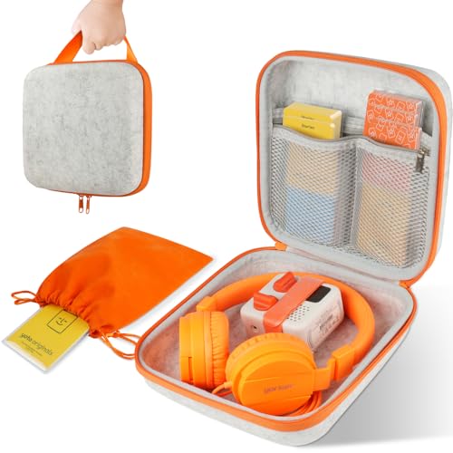 sarlar Travel Case for Yoto Mini (2024 Edition), Hard Carrying Case with Odor-Free Felt Fabric for Childen, Accessories kids Audio Music player, Headphones & Up To 120 Audiobook Cards, Gray - Image 1