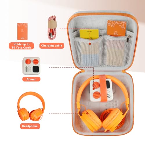 sarlar Travel Case for Yoto Mini (2024 Edition), Hard Carrying Case with Odor-Free Felt Fabric for Childen, Accessories kids Audio Music player, Headphones & Up To 120 Audiobook Cards, Gray - Image 5
