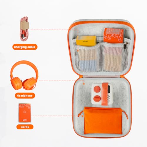 sarlar Travel Case for Yoto Mini (2024 Edition), Hard Carrying Case with Odor-Free Felt Fabric for Childen, Accessories kids Audio Music player, Headphones & Up To 120 Audiobook Cards, Gray - Image 4