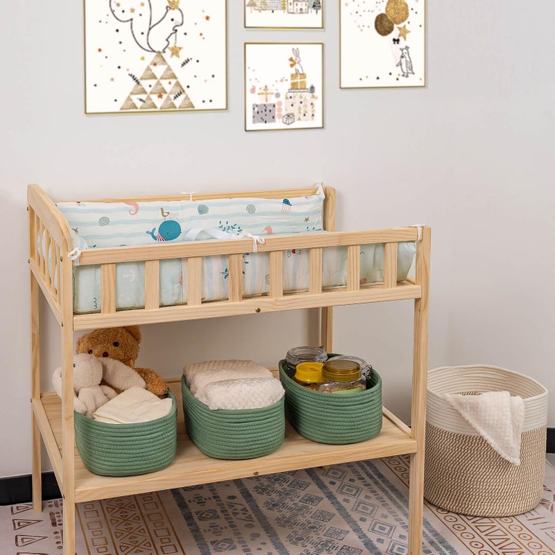 CubesLand Cube Shelf Closet Storage Baskets Bins Set 2,Woven Basket for Organizing/Storage,Long-lasting &Skin-friendly Toy Storage Basket Bin,Stylish Room Decor Basket,Cotton Rope Basket Green - Image 3