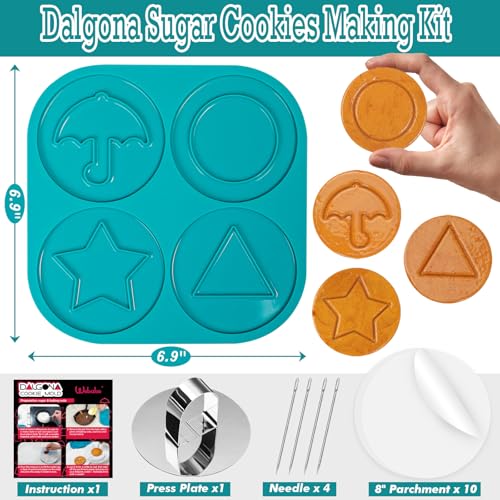 Webake Dalgona Squid Sugar Candy Game Making Kit, The Original Silicone Korean Dalgona Cookie Mold Shaped with Umbrella, Triangle, Star, Round, A Surprising Choice for Party Game Supplies - Image 3