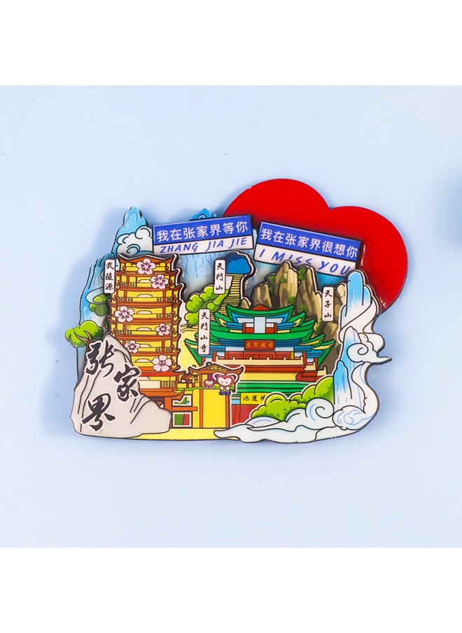 Generic National Popular City Tourist Attractions Wooden Refrigerator Magnets Custom Beijing Panda Diy Blind Bag To Map Custom-Colour:張家界紅心款  - Image 1