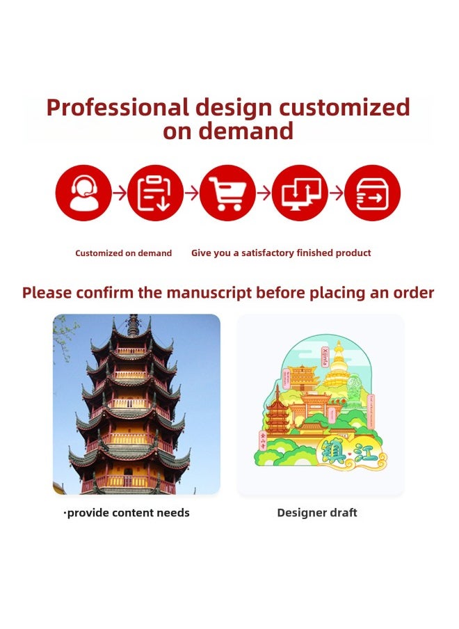 Generic National Popular City Tourist Attractions Wooden Refrigerator Magnets Custom Beijing Panda Diy Blind Bag To Map Custom-Colour:張家界紅心款  - Image 5