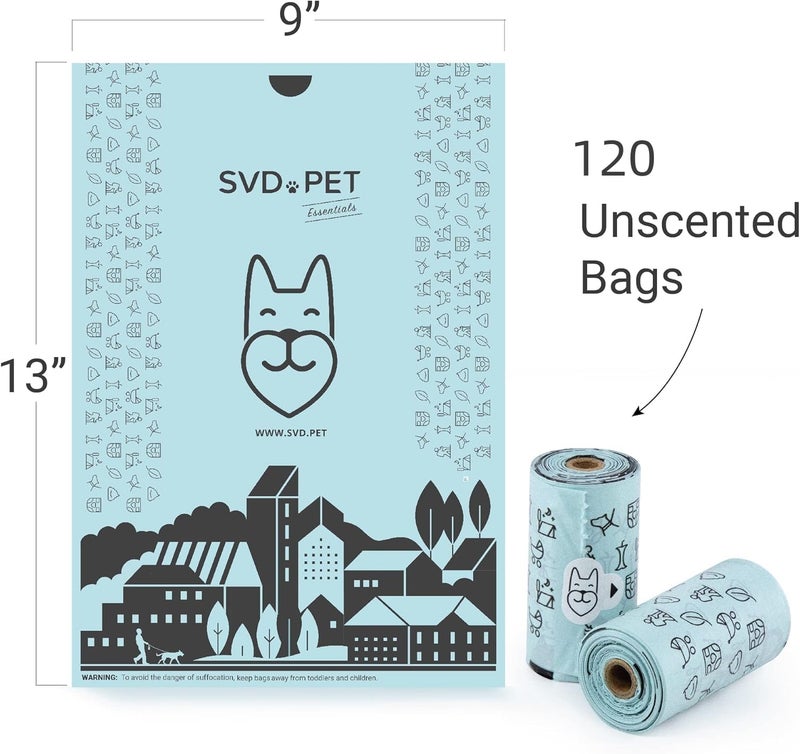 SVD.PET Dog Poop Bags, 120 Unscented Doggie Poo Bags, with Waste Bag Holder, Extra Thick With 100% Leak-Proof Guarantee (8 Rolls, 120 count) - Image 3