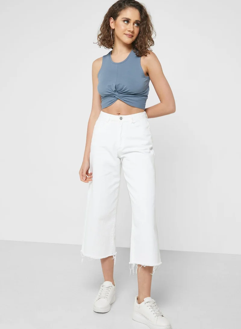 NOISY MAY Round Neck Knot Detail Top
