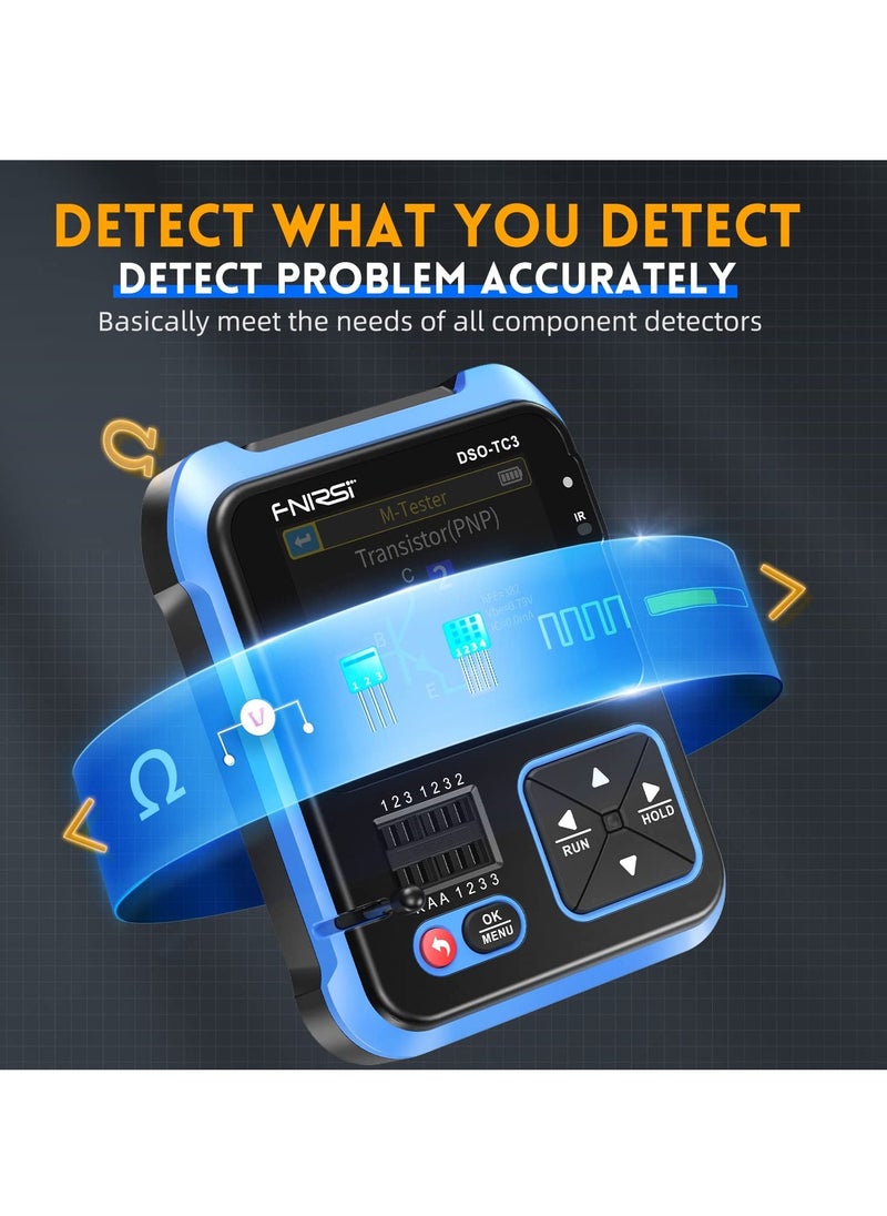 DSO-TC3 Oscilloscope - 3-in-1 Handheld Oscilloscope & DDS Signal Generator & Transistor Tester, 500Khz Bandwidth 10MSa/s Sampling Rate, 6 Types of Waveforms, Transistors Measure - Image 4
