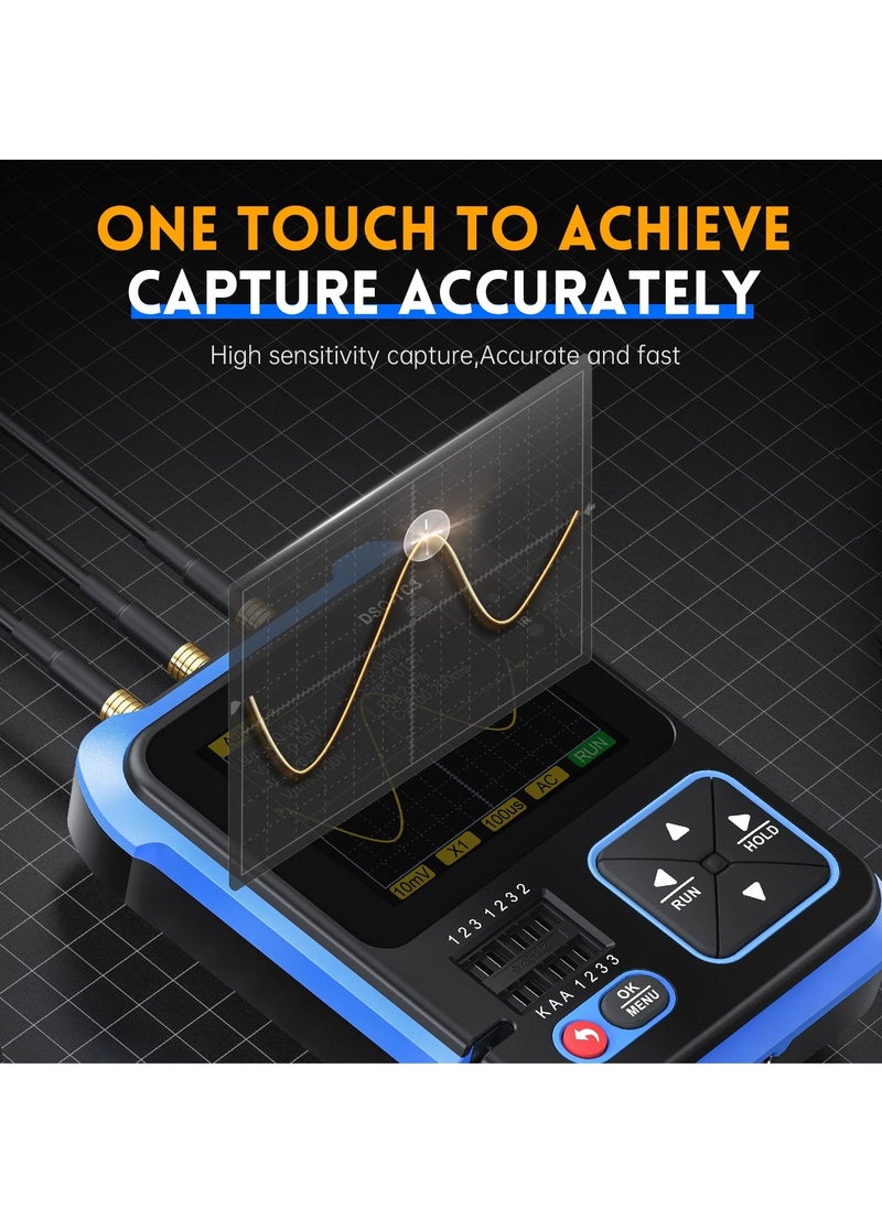 DSO-TC3 Oscilloscope - 3-in-1 Handheld Oscilloscope & DDS Signal Generator & Transistor Tester, 500Khz Bandwidth 10MSa/s Sampling Rate, 6 Types of Waveforms, Transistors Measure - Image 5