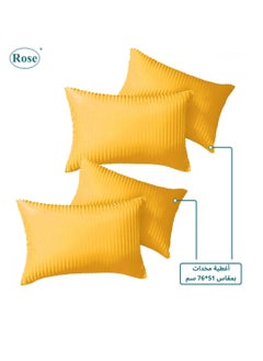 Rose ROSE Classic Striped Luxury Hotel Comforter, Premium Microfiber, Set of 6 pieces, Soft Lightweight, King size 260x240 cm, Orange  - Image 4