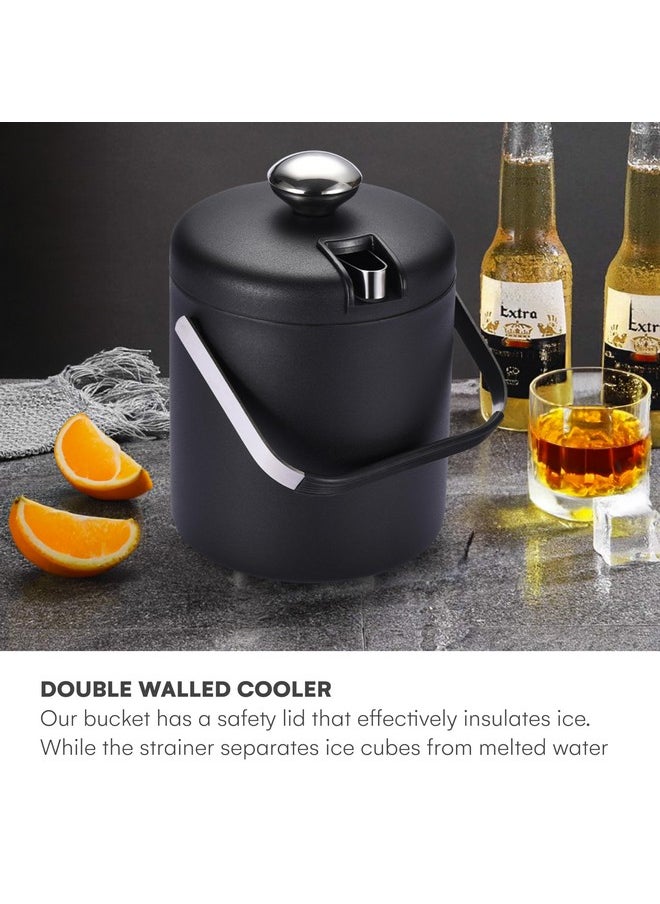 flybold - flybold Small Ice Bucket for Parties - Ice Bucket with Lid for Cocktail Bar - Double Walled Ice Container - Portable Chiller Bin Basket - Insulated Wine Buckets for Indoor or Outdoor - Ice Cube Holder - Image 1
