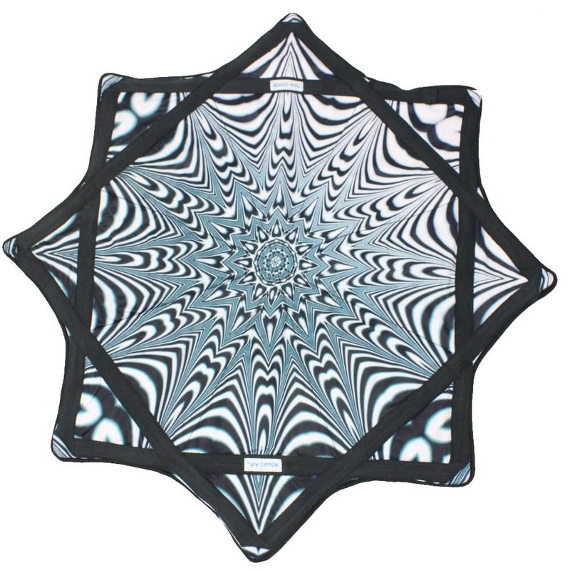 Zeekio Mougee (moo-JEE) Air Flow Star - EON Design Collection - for Beginners&Advanced - Fun&Challenging - Double Stitched Flow Toy - Vibrant Colors&Patterns 28â€ Diameter - Zebradelic - Image 1