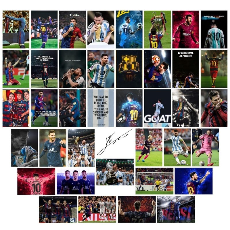 auraposter Messi Poster (Set of 40) | Lionel Messi Mini Posters (15 x10 cm) | Wall, Bedroom, Living room | Football Posters for Wall | Glue Dots Included - Image 1