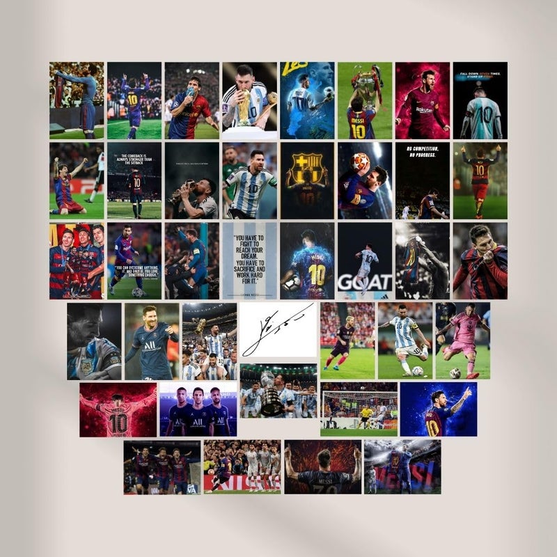 auraposter Messi Poster (Set of 40) | Lionel Messi Mini Posters (15 x10 cm) | Wall, Bedroom, Living room | Football Posters for Wall | Glue Dots Included - Image 4