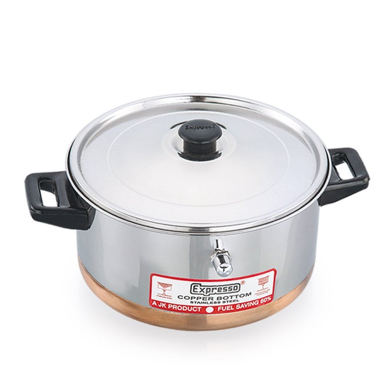 Expresso Expresso Stainless Steel Eco-Friendly Double Handle Milk Boiler Pot w/Copper Bottom, 1 Litre…  - Image 1