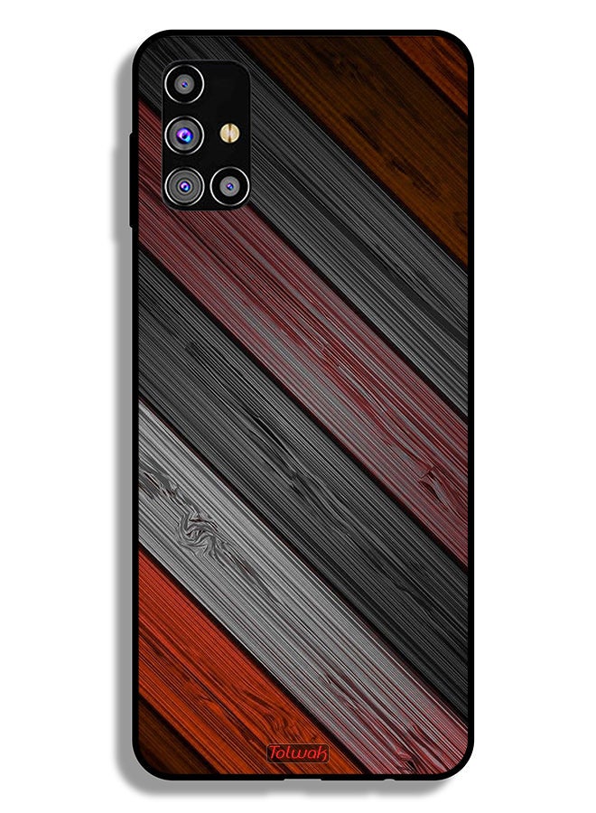 Tolwak Samsung Galaxy M31s Protective Case Cover Colored Wooden Pattern - Image 2