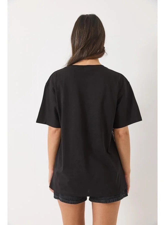 Ginger Crew Neck Rhinestone Embellished T-shirt