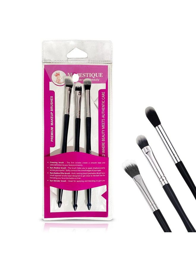 MAJESTIQUE Full Size 3Pc Makeup Brush Set Shader Concealer Blush Complexion Domed Shadow Crease And Angle Eyeliner Brushes - Image 1