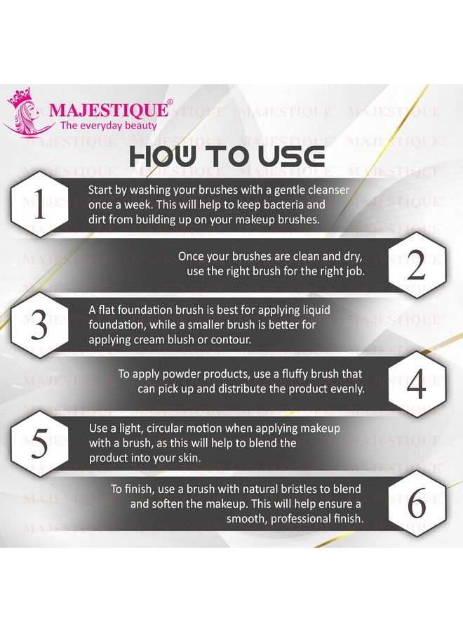 MAJESTIQUE Full Size 3Pc Makeup Brush Set Shader Concealer Blush Complexion Domed Shadow Crease And Angle Eyeliner Brushes - Image 4
