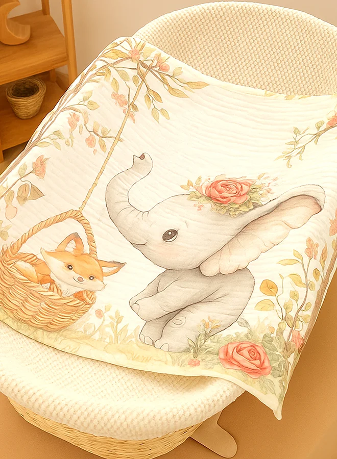 LITTLE SURPRISE BOX Little Surprise Box, Grey Elephant woodland print Super Soft Breathable pure Muslin cotton Blanket for Infants