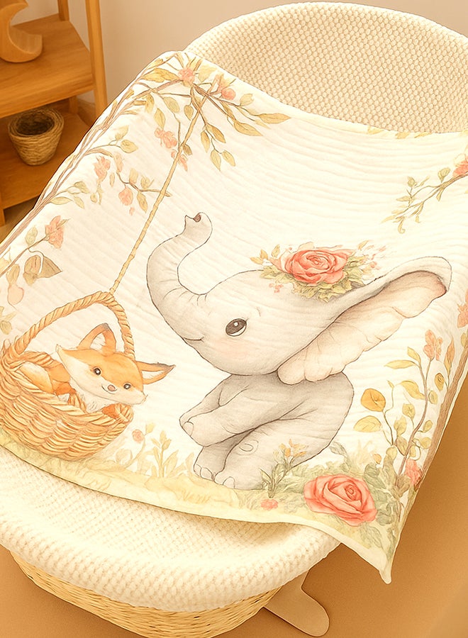 LITTLE SURPRISE BOX Little Surprise Box, Grey Elephant woodland print Super Soft Breathable pure Muslin cotton Blanket for Infants - Image 2