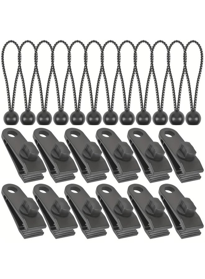 24pcs Heavy Duty Tarp Clips And Bungee Cords Set For Outdoor Camping Awnings Car Covers - Image 5