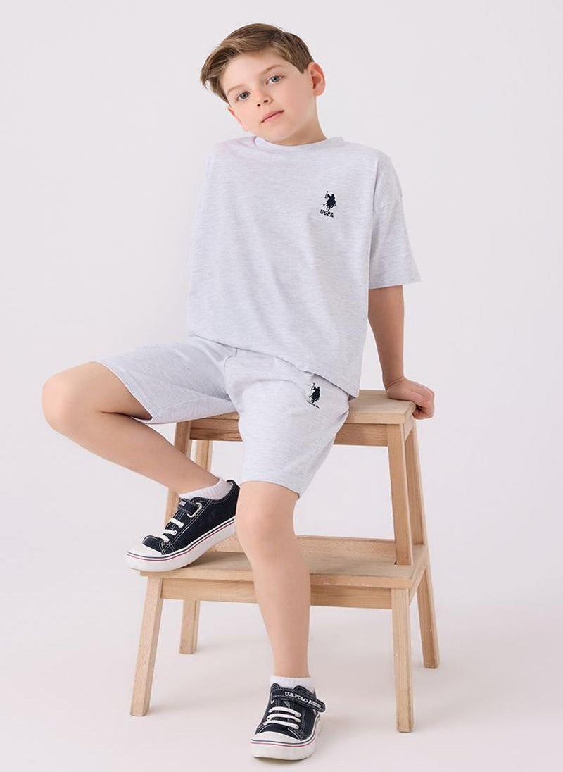 U.S. Polo Assn. U.S. Polo Assn. Boys Light Grey Bermuda Set - Image 3