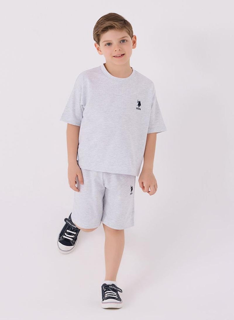 U.S. Polo Assn. U.S. Polo Assn. Boys Light Grey Bermuda Set - Image 1