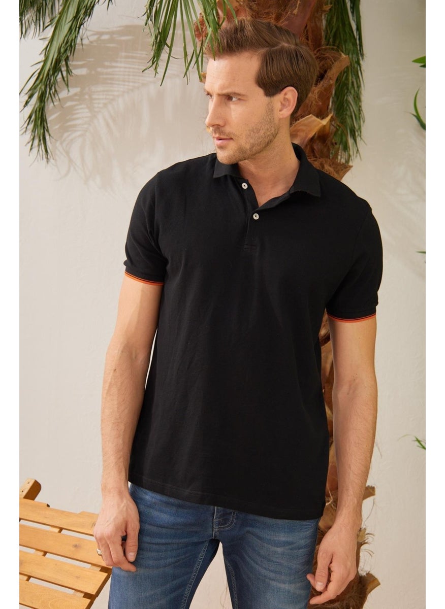 Men's Interstitial Collar Detailed Cotton Polo Collar T-Shirt Black - pzsku/Z70D4ABD525A873124E70Z/45/_/1725790903/98e0bc4c-6650-470e-a370-4688e2383f11