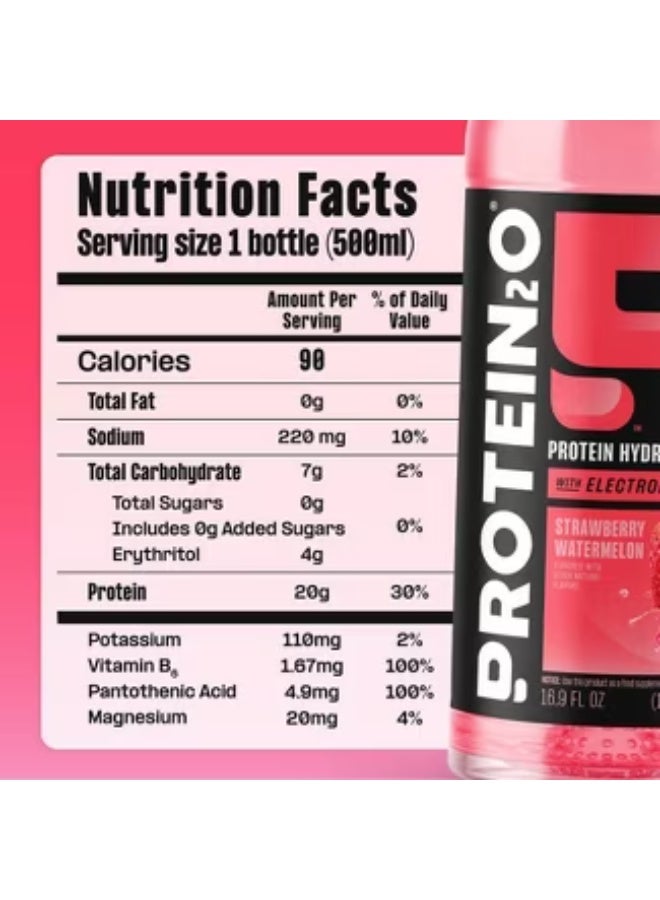 Protein2o Protein Infused Water with Electrolytes - Strawberry Watermelon, 500 ML | 15g Whey Protein, No Sugar, Hydration & Energy Boost - Image 2