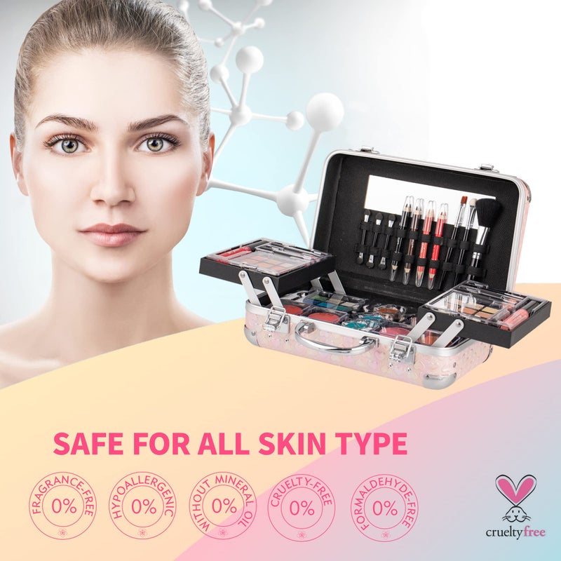 Hot Sugar All In One Makeup Set for Teen Girls - Full Makeup Kit for Beginners With Eye Shadow Palette, Blush, Lip Gloss, Brush, Mirror (Pink Heart) - Image 5