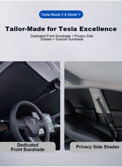 Perfii Windshield Sun Shade for Tesla Model Y Complete Set, Foldable Window Sun Visor Protector Blocks UV Rays Keep Your Car Cooler  - Image 3