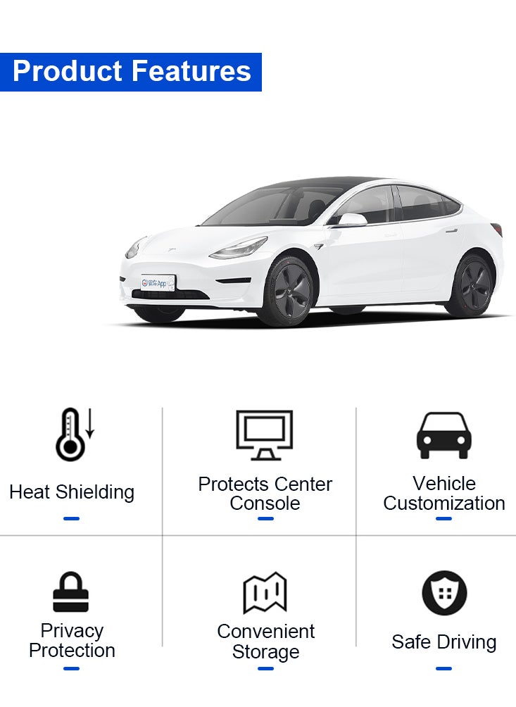 Perfii - Windshield Sun Shade for Tesla Model Y Complete Set, Foldable Window Sun Visor Protector Blocks UV Rays Keep Your Car Cooler - Image 1