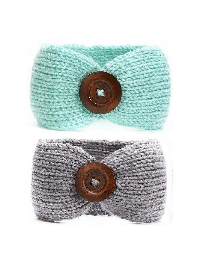 El Regalo 2 Pcs Set Woolen Knitting Button Headbands;Turban Head Wrap;Unisex Knitted Hair Band Toddlers & Young Kids (Up To 5 Years) For Girls & Boys (Rose Pink & Pink) - Image 3