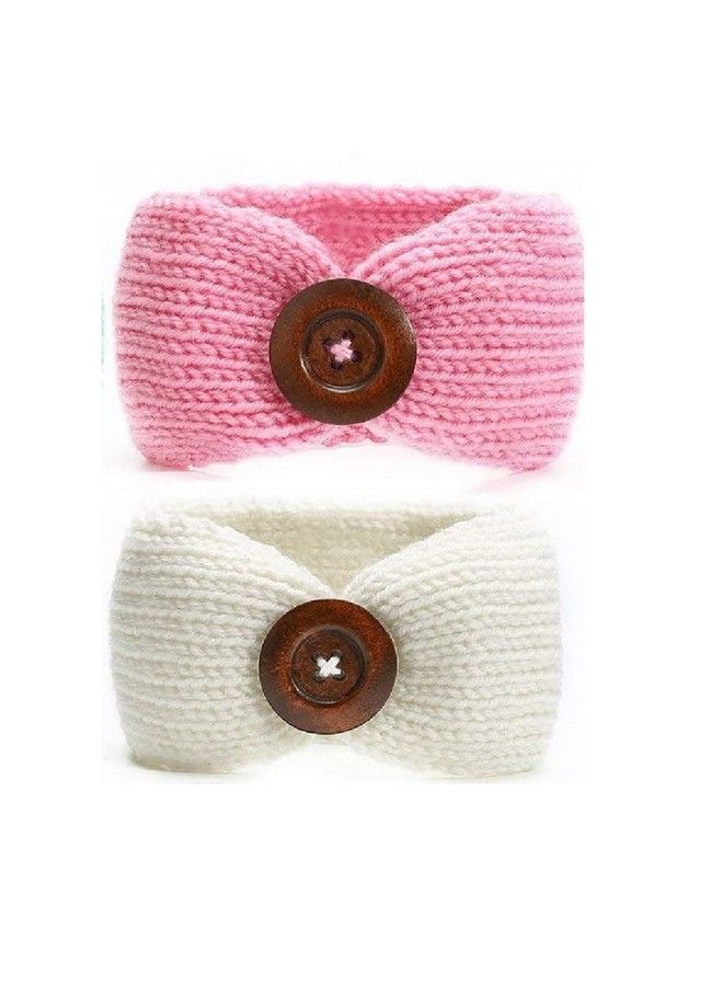 El Regalo 2 Pcs Set Woolen Knitting Button Headbands;Turban Head Wrap;Unisex Knitted Hair Band Toddlers & Young Kids (Up To 5 Years) For Girls & Boys (Rose Pink & Pink) - Image 4