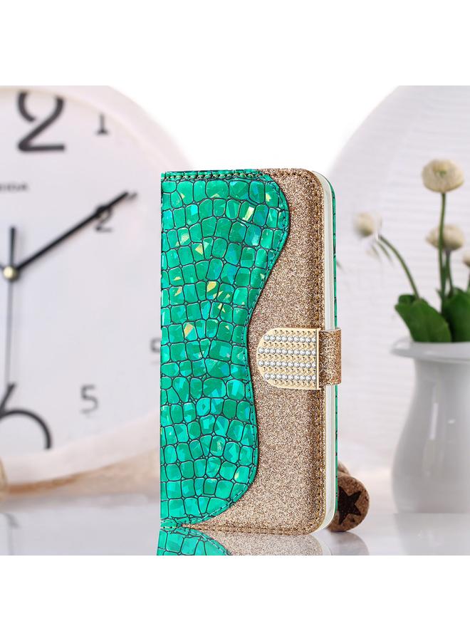 S-TOP Case For Samsung Galaxy A32 5G Laser Glitter Powder Matching Crocodile Texture Horizontal Flip Leather Case with Card Slots & Holder & Wallet - Image 1