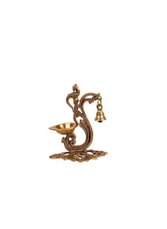 Mohan Jodero Mohan Jodero Brass Peacock DeepakDiya with a BellH 18 cm  - Image 4