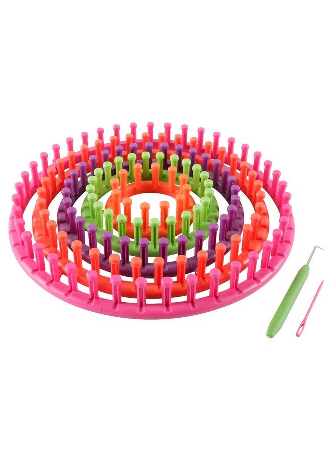 Novelinks novelinks Round Knitting Looms Set - Set of 5 Plastic Looms Knitting with 1 Knitting Yarn Loom Needle and 1 Plastic Loom Pick  - Image 1