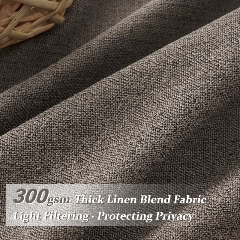 PleatedDrapes Pleated Chocolate Tart Natural Linen Curtains 96 Inches Long for Sliding Glass Doors, Memory Trained Semi Sheer Drapes Light Filtering Privacy 8FT Length Rustic Windows Curtain 2 Panels Set Back Tab - Image 3