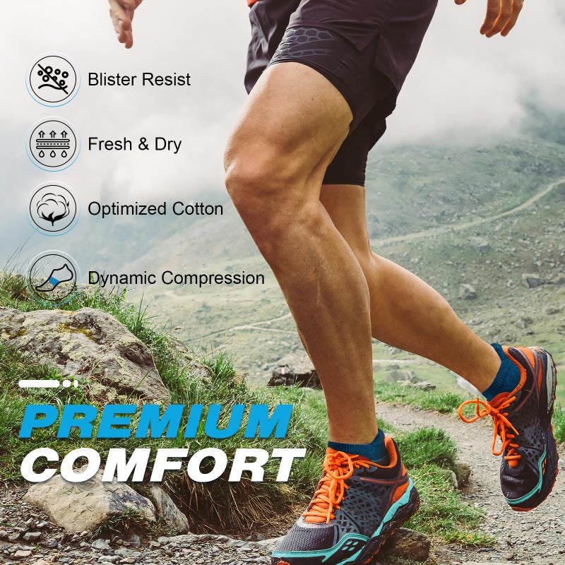 Cirorld Mens Ankle Running Socks, Athletic Cushioned Low Cut Moisture Wicking Cotton Short Sports Socks, 6 Pairs - Image 2